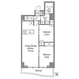 JR山手線 田端駅 徒歩9分の賃貸マンション 7階2LDKの間取り