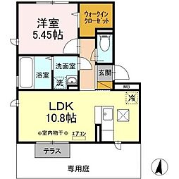 PARK　HILLS　MIYAKO　Ａ 1階1LDKの間取り