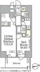 東京メトロ東西線 神楽坂駅 徒歩8分の賃貸マンション 10階1LDKの間取り