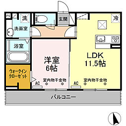 四日市あすなろう 南日永駅 徒歩12分の賃貸アパート 1階1LDKの間取り