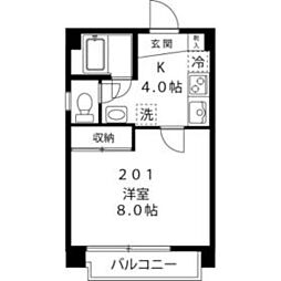 シンコウハイツ 2階1Kの間取り
