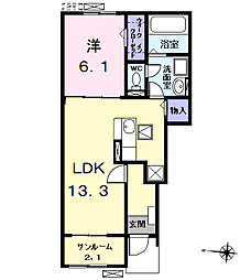JR関西本線 弥富駅 徒歩8分の賃貸アパート 1階1LDKの間取り