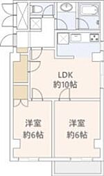 江上ビル 502 5階2LDKの間取り