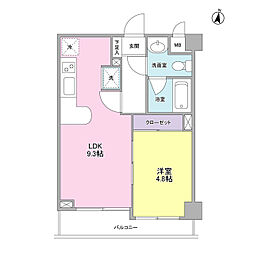 東急東横線 都立大学駅 徒歩3分の賃貸マンション 2階1LDKの間取り