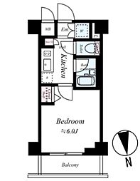 スパシエ アルマール 浮間公園 1階1Kの間取り