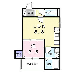 グランハーモニー 3階1LDKの間取り