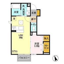 メゾン ドゥ セレーネ 1階1LDKの間取り