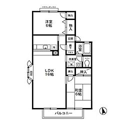 コーポリンクル　Ａ 2階2LDKの間取り