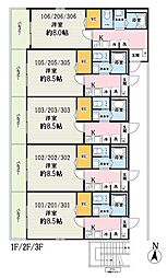 西武新宿線 狭山市駅 徒歩10分の賃貸アパート 3階1Kの間取り