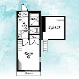 カーサ・フェリーチェ横浜杉田 1階1Kの間取り
