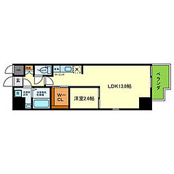 阪急宝塚本線 池田駅 徒歩9分の賃貸マンション 8階1LDKの間取り