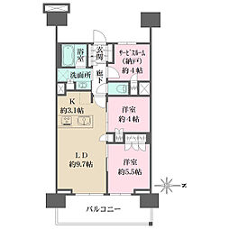 都営新宿線 東大島駅 徒歩8分の賃貸マンション 9階2SLDKの間取り