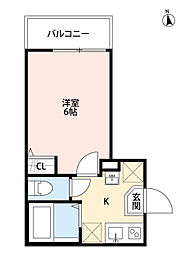 Nina(ニーナ) 3階1Kの間取り