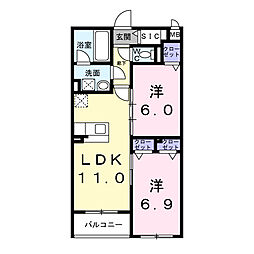 北総鉄道 新柴又駅 徒歩7分の賃貸アパート 2階2LDKの間取り