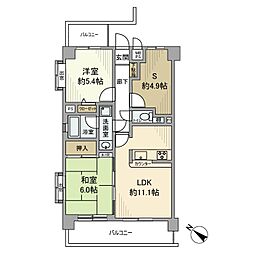 ライオンズステーションプラザ東所沢 4階2SLDKの間取り