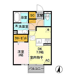 アルファベットII 105 1階1DKの間取り