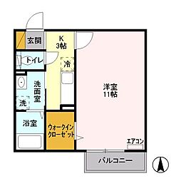 JR横浜線 片倉駅 徒歩6分の賃貸アパート 2階1Kの間取り