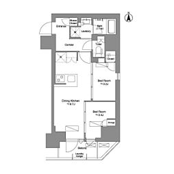 都営大江戸線 新御徒町駅 徒歩3分の賃貸マンション 11階2DKの間取り