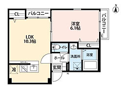 東武伊勢崎線 五反野駅 徒歩8分の賃貸マンション 1階1LDKの間取り