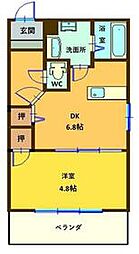 三岐鉄道三岐線 大矢知駅 徒歩16分の賃貸アパート 1階1DKの間取り