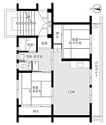 JR常磐線 龍ケ崎市駅 バス8分 関東鉄道　中根台五丁目下車 徒歩17分の賃貸マンション 4階2LDKの間取り