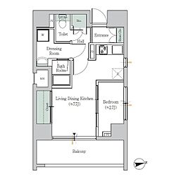 都営浅草線 戸越駅 徒歩1分の賃貸マンション 10階ワンルームの間取り