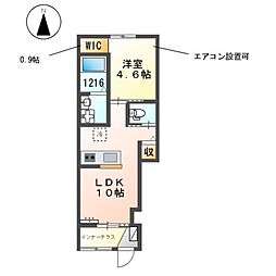 Ａｒｔｅ　ｒｉｃｃａ（アルテリッカ） 1階1LDKの間取り