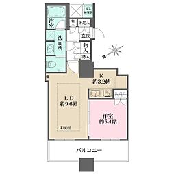 都営大江戸線 西新宿五丁目駅 徒歩7分の賃貸マンション 6階1LDKの間取り