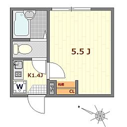 日暮里舎人ライナー 扇大橋駅 徒歩9分の賃貸アパート 1階1Kの間取り