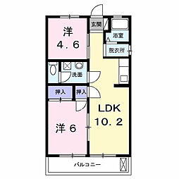 メゾン伊奈平 1階2LDKの間取り