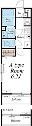 日暮里舎人ライナー 江北駅 徒歩6分の賃貸アパート 2階1Kの間取り