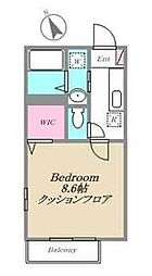 サンビレッジI 1階1Kの間取り