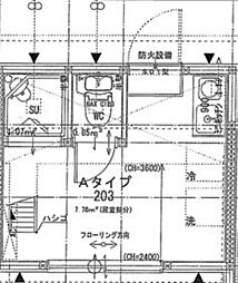 ＴＭ渡田 203 2階ワンルームの間取り