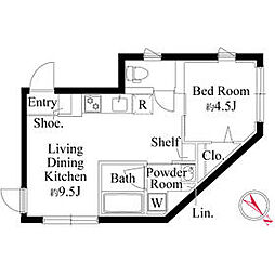 東京メトロ副都心線 北参道駅 徒歩4分の賃貸マンション 3階1LDKの間取り