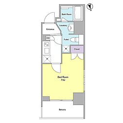 都営大江戸線 麻布十番駅 徒歩4分の賃貸マンション 10階1Kの間取り