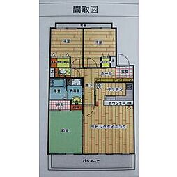 京王高尾線 めじろ台駅 徒歩3分の賃貸マンション 2階3LDKの間取り