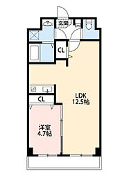 千葉都市モノレール 市役所前駅 徒歩6分の賃貸マンション 4階1LDKの間取り