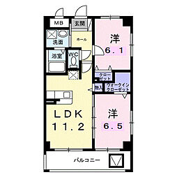 インテグラル我如古 4階2LDKの間取り