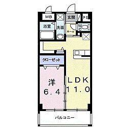 インテグラル我如古 4階1LDKの間取り