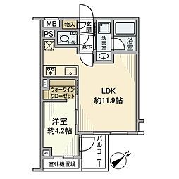 オープンレジデンシア西荻窪 2階1LDKの間取り