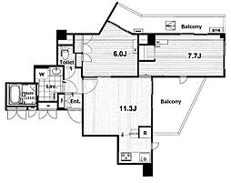 セルベコート立川 7階2LDKの間取り