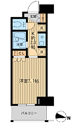 東京メトロ東西線 東陽町駅 徒歩11分の賃貸マンション 2階1Kの間取り