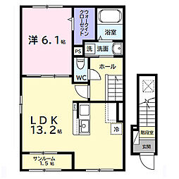 JR内房線 姉ケ崎駅 バス11分 青柳西下車 徒歩4分の賃貸アパート 2階1LDKの間取り