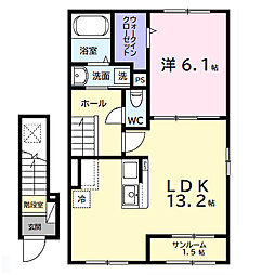 JR内房線 姉ケ崎駅 バス11分 青柳西下車 徒歩4分の賃貸アパート 2階1LDKの間取り
