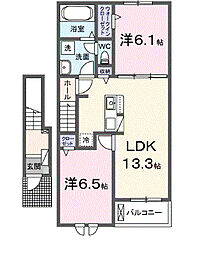 アクア　Ｂ 2階2LDKの間取り