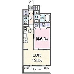 京王相模原線 京王堀之内駅 徒歩15分の賃貸アパート 1階1LDKの間取り