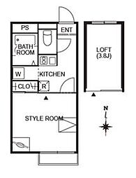 サンビレッジ壱番町 1階1Kの間取り