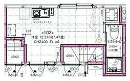 Grace Large田園調布 1階ワンルームの間取り