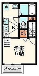 JR中央線 三鷹駅 徒歩20分の賃貸アパート 2階1Kの間取り
