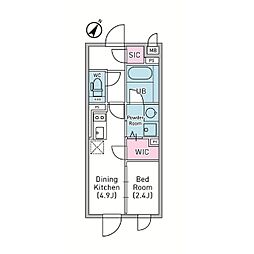 京王井の頭線 神泉駅 徒歩5分の賃貸マンション 1階1DKの間取り